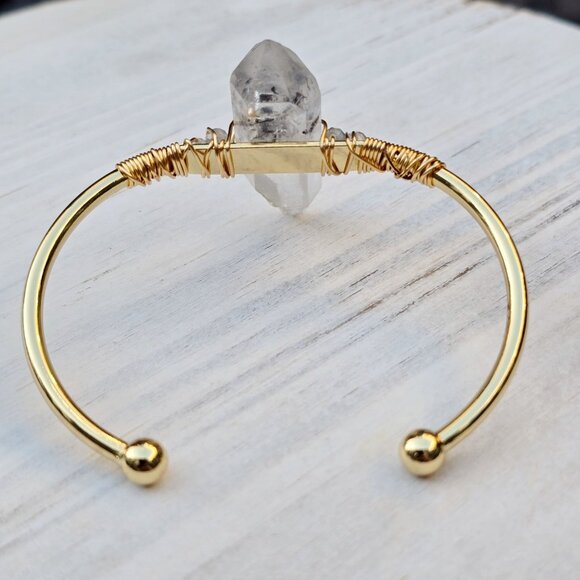 Herkimer Diamond Wire Wrap Bracelet w/ 14Kt Gold Over Copper – Adjustable – NWT - Picture 8 of 11